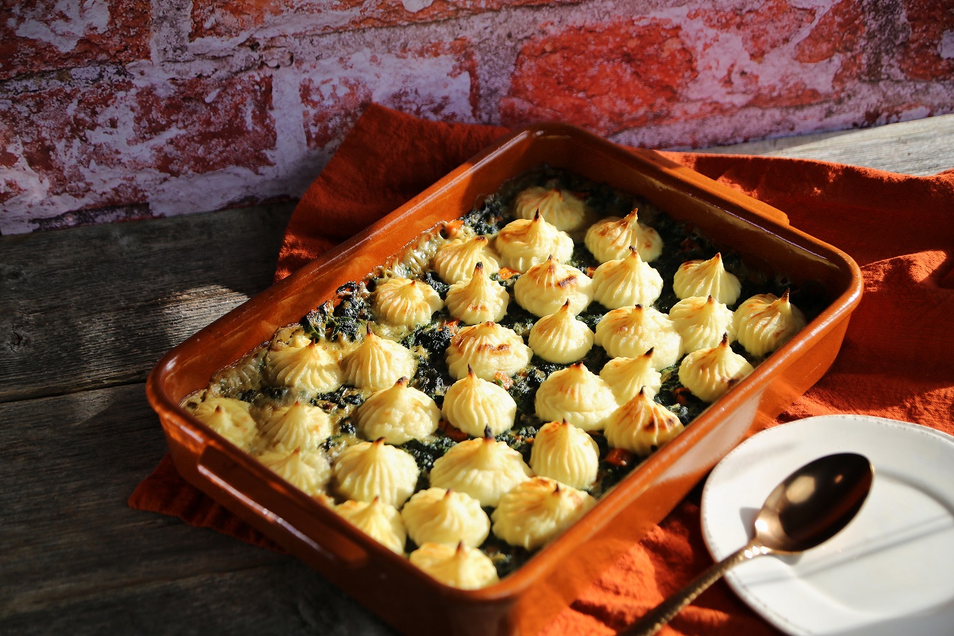 Roasted Garlic Parsnip Spinach Shepherd’s Pie - Meatless Monday
