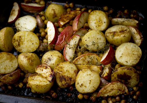 roasted potatoes with couscous