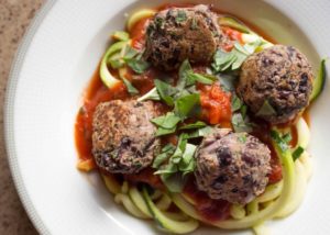 black bean meatballs and zoodles