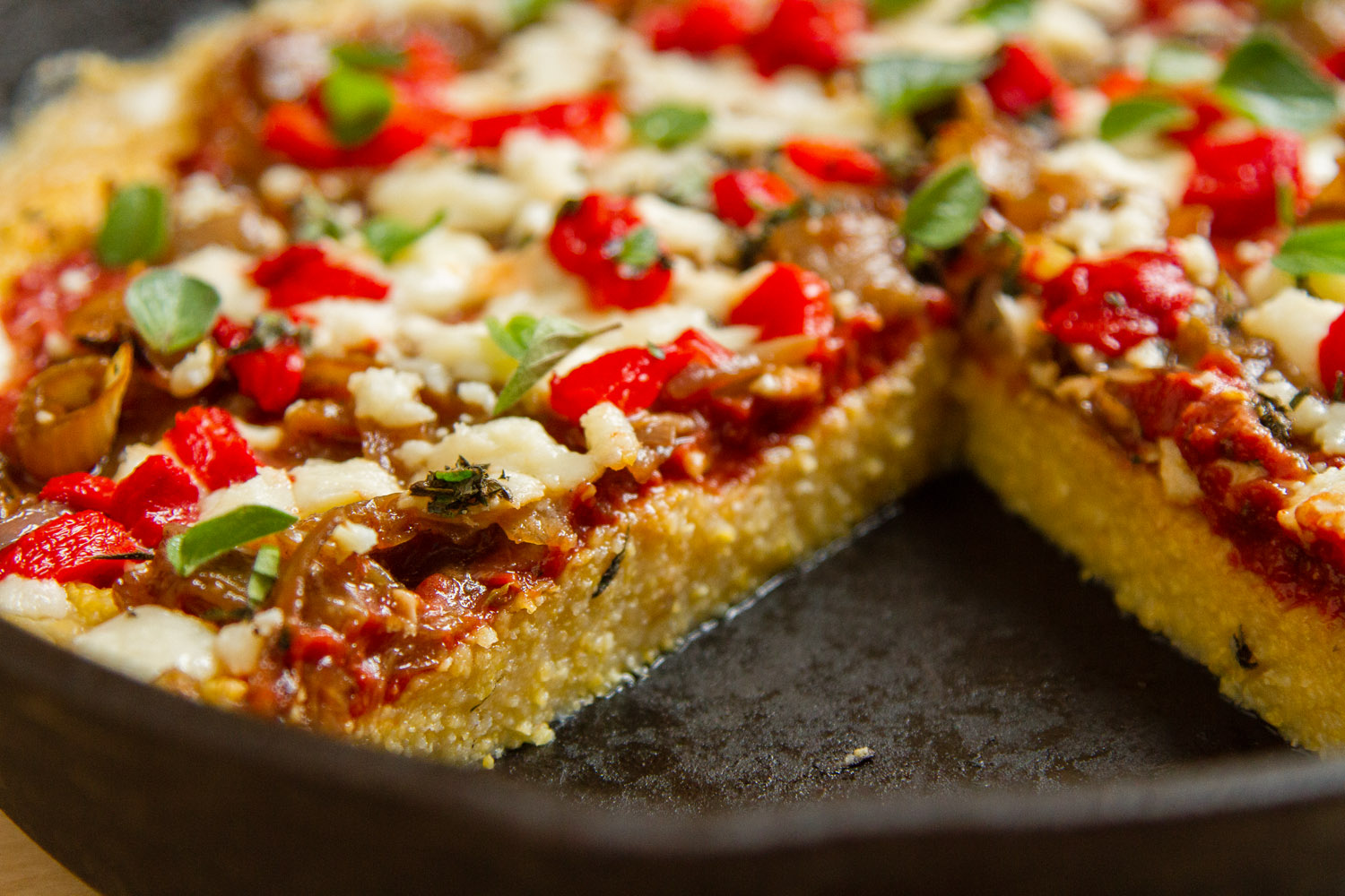 Deep Dish Polenta Pizza - Meatless Monday