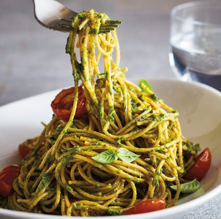 Spaghetti with Basil Pesto - Meatless Monday