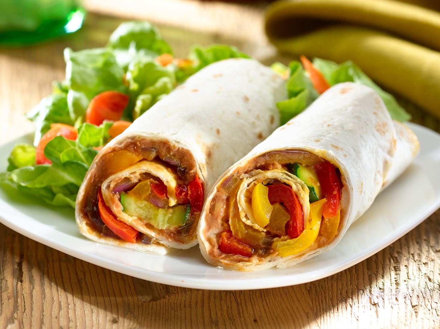 Grilled Vegetable Wrap with Peppers, Zucchini and Beans - Meatless Monday