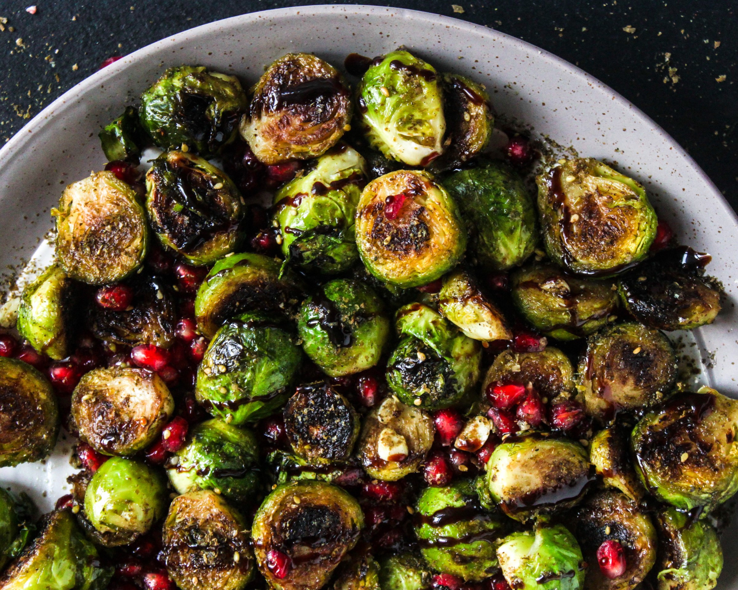 Charred Brussels Sprouts with Za’atar and Date Syrup