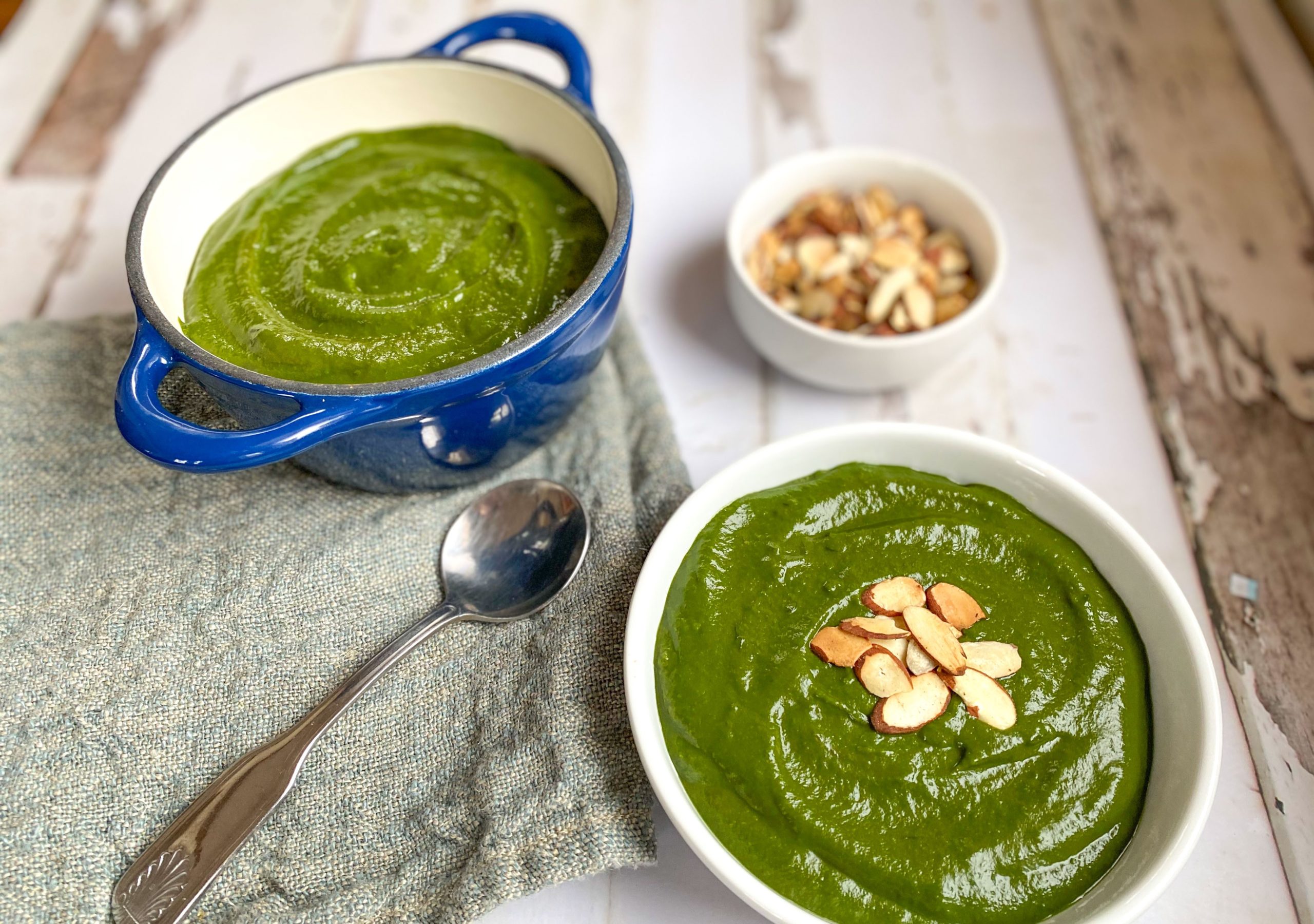 Big Greens Soup with Toasted Almonds