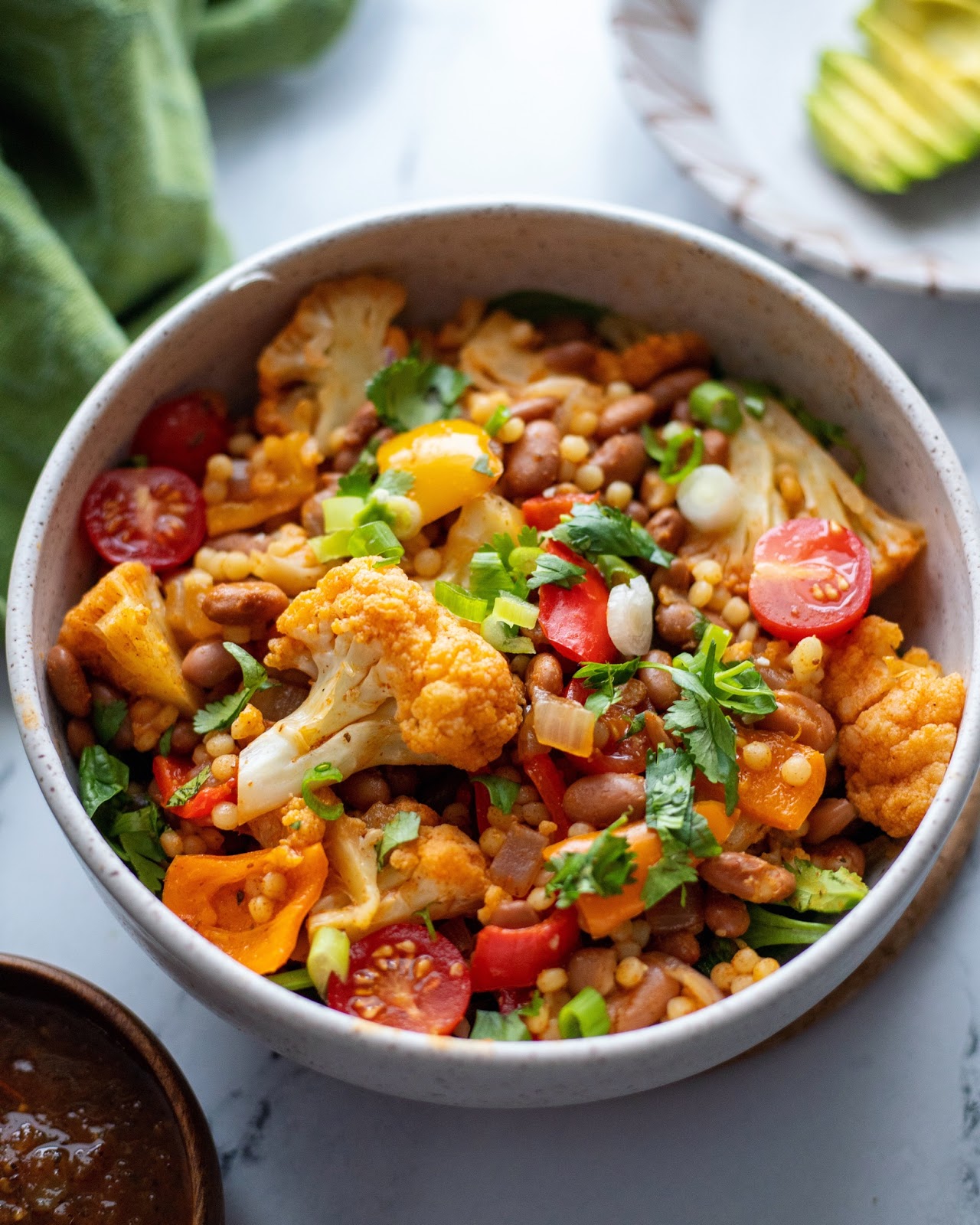 Creole Spiced Pinto Bean and Pearl Couscous Breakfast Bowl