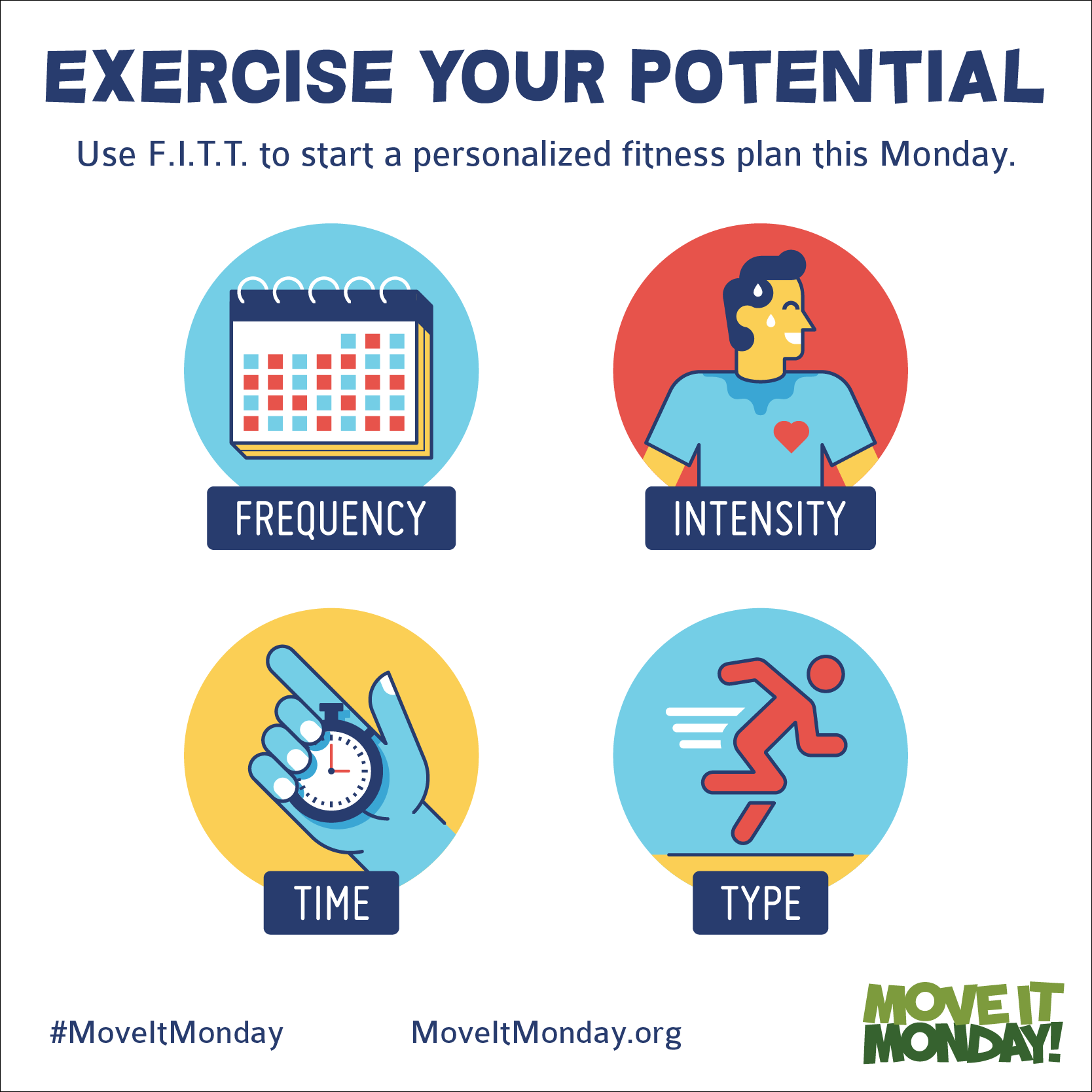 Exercise your potential. Use F.I.T.T. to start a personalized fitness plan this Monday.